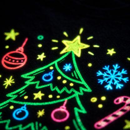 Close-up of the drawing glowing in the dark
